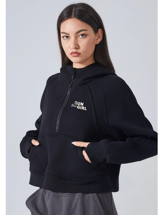 Rise Crop Sweater - Half Zip Hoody