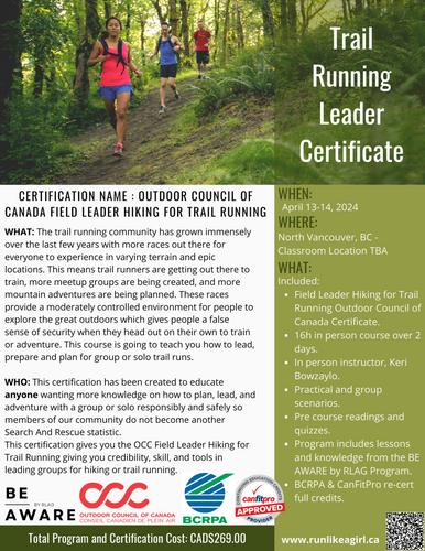 Outdoor Council of Canada Field Leader Hiking for Trail Running Certification