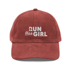 Vintage Run Like A Girl Corduroy Cap