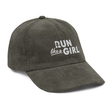 Load image into Gallery viewer, Vintage Run Like A Girl Corduroy Cap