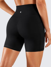 Load image into Gallery viewer, CRZ YOGA Women&#39;s Naked Feeling Biker Shorts - 6 Inches High Waisted Athletic Shorts Yoga Shorts with Pockets Black Medium