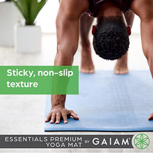 Load image into Gallery viewer, Gaiam Essentials Premium Yoga Mat with Yoga Mat Carrier Sling, Grey, 72&quot;L x 24&quot;W x 1/4 Inch Thick