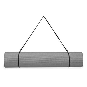 Gaiam Essentials Premium Yoga Mat with Yoga Mat Carrier Sling, Grey, 72"L x 24"W x 1/4 Inch Thick
