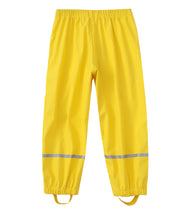 Load image into Gallery viewer, Hiheart Boys Girls Waterproof Rain Pants Lightweight Single Layer Overpants Rainwear Yellow 9-10