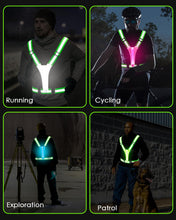 Load image into Gallery viewer, Zacro LED Reflective Vest Gear - Running Light Vest with 5 Light Colors, Light Up Vest Runners Night Walking USB Rechargeable, High Visibility Light Up Night Running Vest for Walking, Cycling