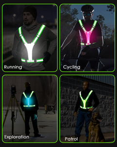 Zacro LED Reflective Vest Gear - Running Light Vest with 5 Light Colors, Light Up Vest Runners Night Walking USB Rechargeable, High Visibility Light Up Night Running Vest for Walking, Cycling
