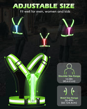 Load image into Gallery viewer, Zacro LED Reflective Vest Gear - Running Light Vest with 5 Light Colors, Light Up Vest Runners Night Walking USB Rechargeable, High Visibility Light Up Night Running Vest for Walking, Cycling