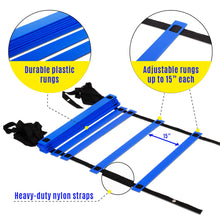 Load image into Gallery viewer, Yes4All Agility Ladder Speed Training Equipment - Speed Ladder for Kids and Adults with Carry Bag - 12 Rung/15 Feet Blue