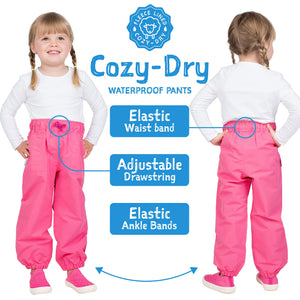 JAN & JUL Water-proof Snow Rain Pants for Kids, Boys, Girls (Fleece-Lined: Winter Flowers, 1T)