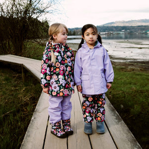 JAN & JUL Water-proof Snow Rain Pants for Kids, Boys, Girls (Fleece-Lined: Winter Flowers, 1T)