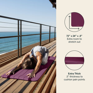 Retrospec Solana Yoga Mat 1" And 1/2" Thick With Nylon Strap for Men And Women - Non Slip Exercise Mat For Home Yoga, Pilates, Stretching, Floor And Fitness Workouts