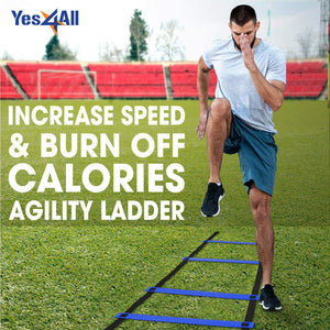 Yes4All Agility Ladder Speed Training Equipment - Speed Ladder for Kids and Adults with Carry Bag - 12 Rung/15 Feet Blue