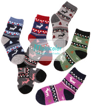 Load image into Gallery viewer, Kids Wool Socks for Boys Toddlers Girls Warm Winter Hiking Thick Cozy Thermal Boot Heavy Crew Gifts Socks 6 Pairs(Deer,1-3 Y)